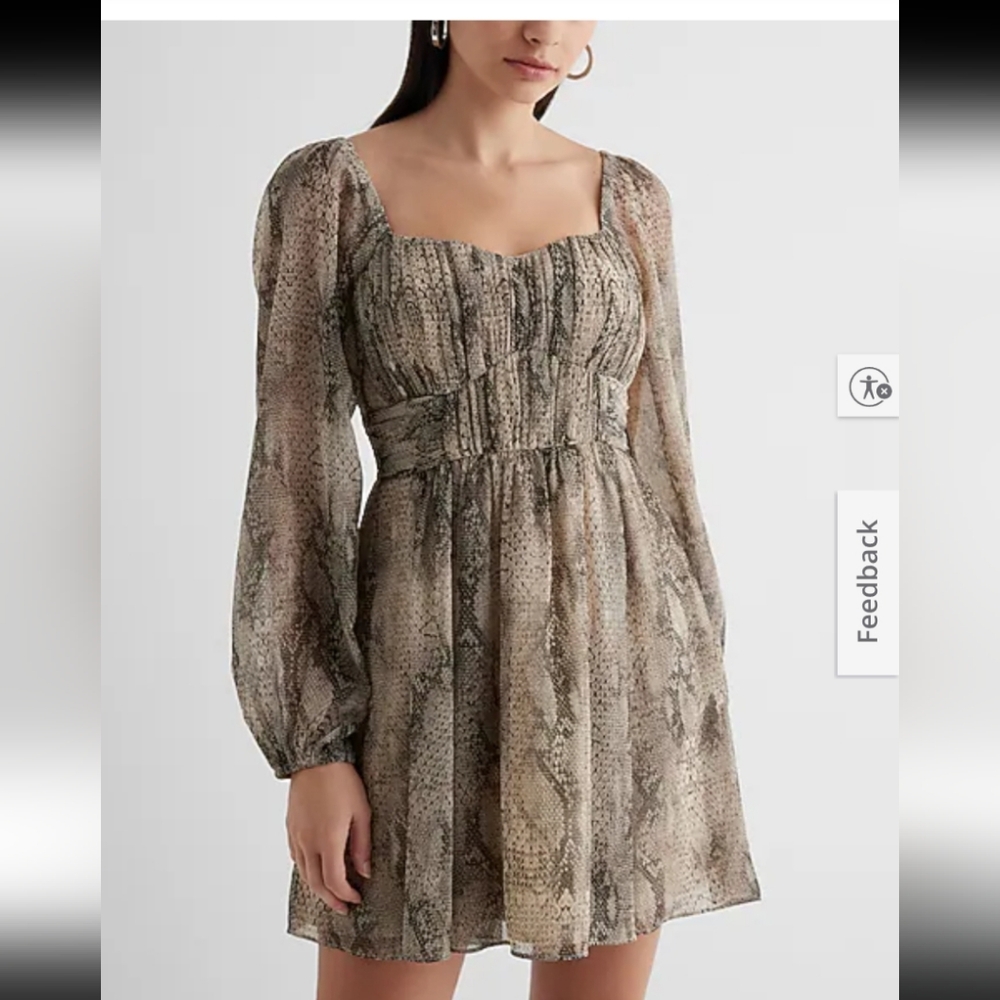 NWT Snake Print Long Sleeve Dress